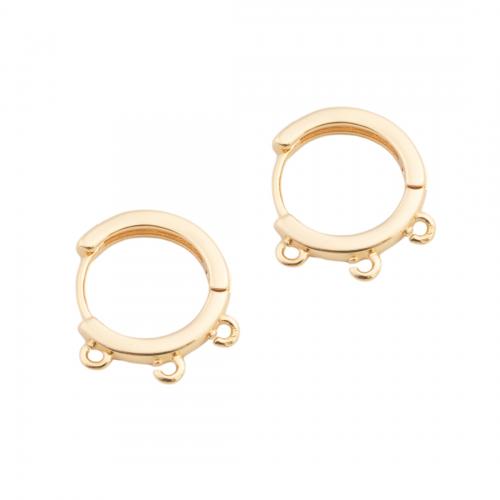 Brass Hoop Earring Components, real gold plated, DIY & micro pave cubic zirconia, golden Approx 1.5mm 