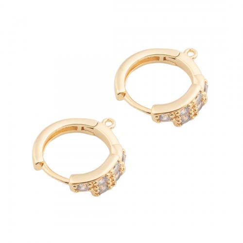 Brass Hoop Earring Components, real gold plated, DIY & micro pave cubic zirconia, golden Approx 1mm 