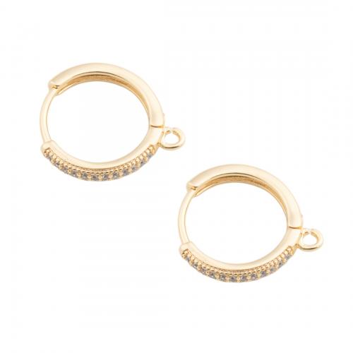 Brass Hoop Earring Components, real gold plated, DIY & micro pave cubic zirconia, golden Approx 1.5mm 