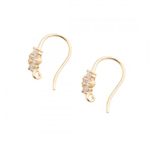 Brass Hoop Earring Components, real gold plated, DIY & micro pave cubic zirconia, golden Approx 1mm 