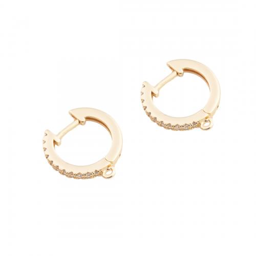 Brass Hoop Earring Components, real gold plated, DIY & micro pave cubic zirconia, golden Approx 1mm 