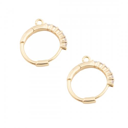 Brass Hoop Earring Components, real gold plated, DIY & micro pave cubic zirconia, golden Approx 1.5mm 