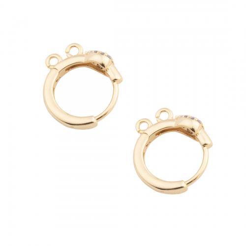 Brass Hoop Earring Components, real gold plated, DIY & micro pave cubic zirconia, golden Approx 1.5mm 