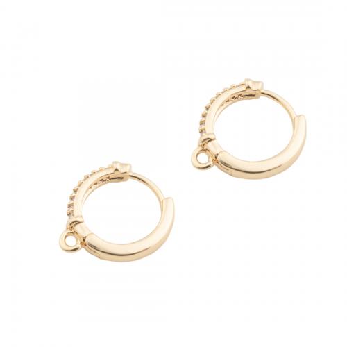 Brass Hoop Earring Components, real gold plated, DIY & micro pave cubic zirconia, golden Approx 1.5mm 