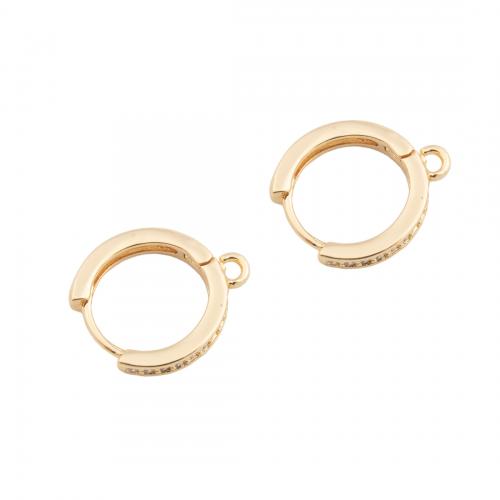 Brass Hoop Earring Components, real gold plated, DIY & micro pave cubic zirconia, golden Approx 1.5mm 