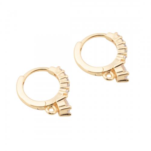 Brass Hoop Earring Components, real gold plated, DIY & micro pave cubic zirconia, golden Approx 1.5mm 