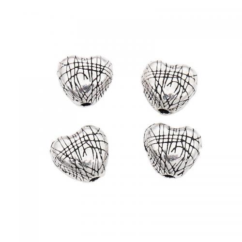 Sterling Silver Spacer Beads, 925 Sterling Silver, Heart, vintage & DIY & brushed Approx 2mm 