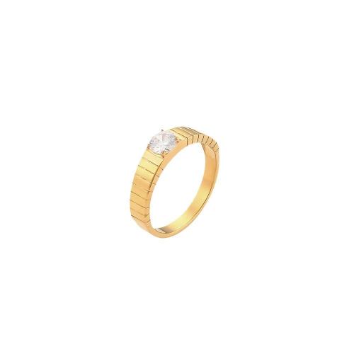 Cubic Zirconia anillo de dedo de acero inoxidable, acero inoxidable 304, 18K chapado en oro, Joyería & diverso tamaño para la opción & micro arcilla de zirconia cúbica & para mujer, dorado, Vendido por UD