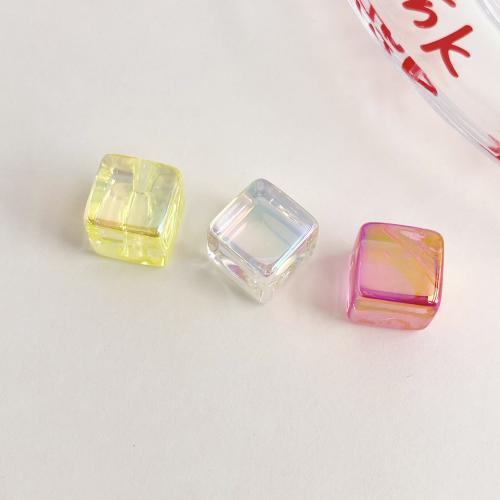 Plating Acrylic Beads, Square, UV plating, DIY 14mm 