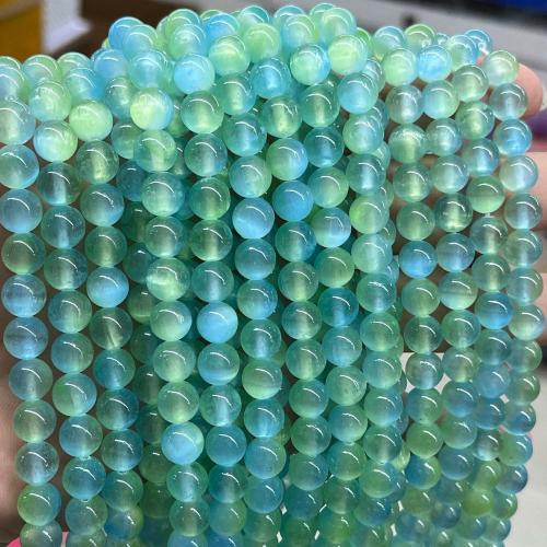 Single Gemstone Beads, Gypsum Stone, Round, DIY, dark green, 8mm, Approx 