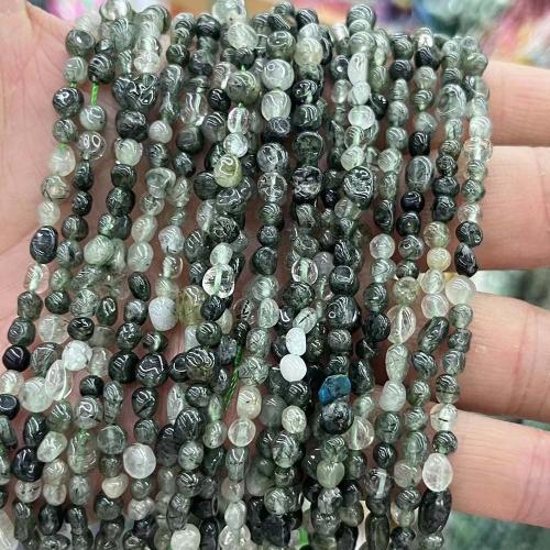 Perles Quartz rutile, pepite, DIY, vert Environ 38 cm, Vendu par brin