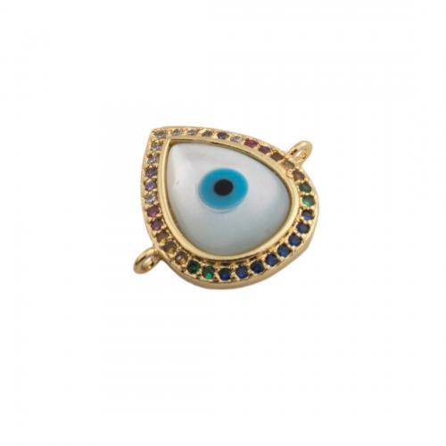 Evil Eye Jewelry Connector, Brass, high quality plated, DIY & micro pave cubic zirconia & enamel Approx 1mm 