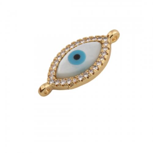 Evil Eye Jewelry Connector, Brass, high quality plated, DIY & micro pave cubic zirconia & enamel Approx 1mm 