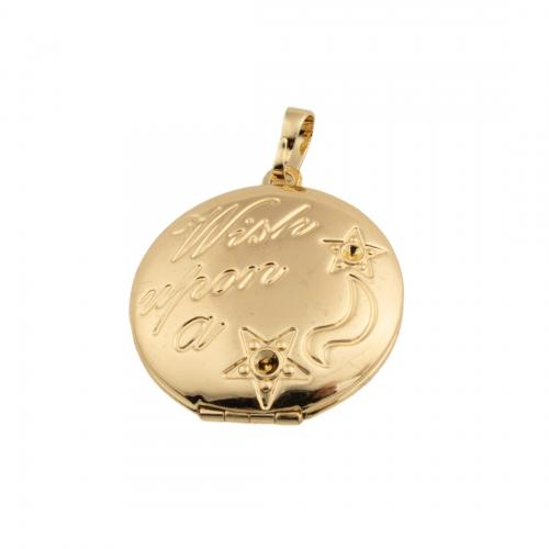 Brass Locket Pendants, 14K gold plated, DIY Approx 4mm 