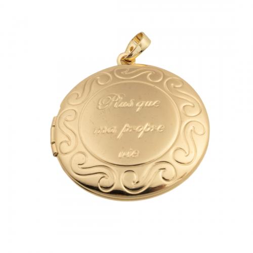 Brass Locket Pendants, 14K gold plated, DIY Approx 4mm 