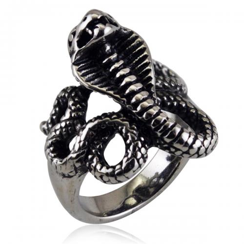 Anillo de dedo de acero Titanium de, Partículas de acero, Serpiente, pulido, Joyería & unisexo & diverso tamaño para la opción & hueco, color original, width:23mm,thickness:4mm, Vendido por UD