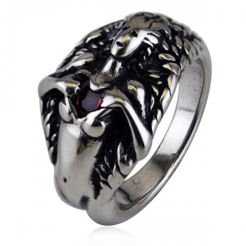 Titan Stahl Fingerring, Titanstahl, Modeschmuck & unisex & verschiedene Größen vorhanden & mit Strass, originale Farbe, width:16mm,thickness:2mm, verkauft von PC[