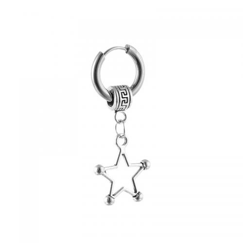 Huggie Hoop Drop Earring, 316L Stainless Steel, Star, polished, Unisex 