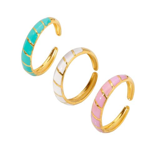 Émail Bague en Acier inoxydable , acier inoxydable 316L, Placage ionique sous vide, bijoux de mode & pour femme & émail, plus de couleurs à choisir, Vendu par PC