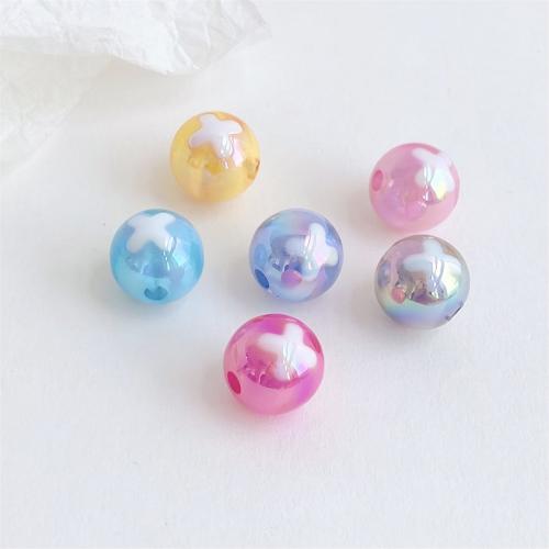 Plating Acrylic Beads, Round, UV plating, DIY 16mm 