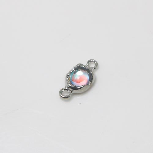 Zinc Alloy Charm Connector, with Sea Opal, silver color plated, DIY & 1/1 loop, mixed colors [