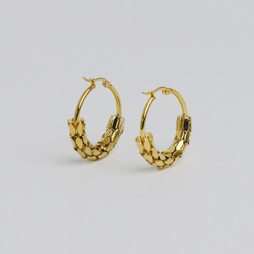 Boucles d'oreilles en acier titane, Placage de couleur d'or, bijoux de mode & pour femme, Vendu par paire