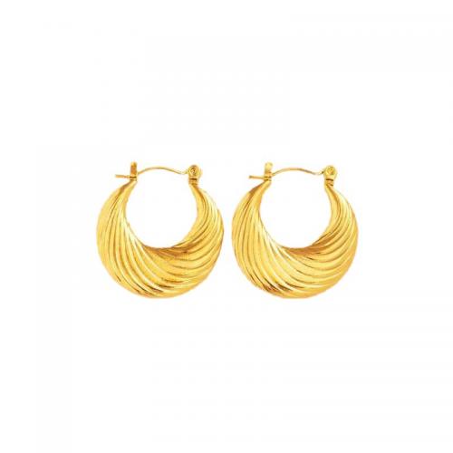 Boucles d'oreilles en acier titane, Placage de couleur d'or, bijoux de mode & unisexe, Vendu par paire