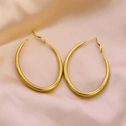 Boucles d'oreilles en acier titane, Placage de couleur d'or, bijoux de mode & pour femme, Vendu par paire