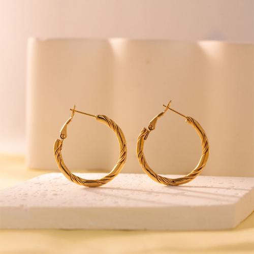 Boucles d'oreilles en acier titane, Placage de couleur d'or, bijoux de mode & pour femme, Vendu par paire