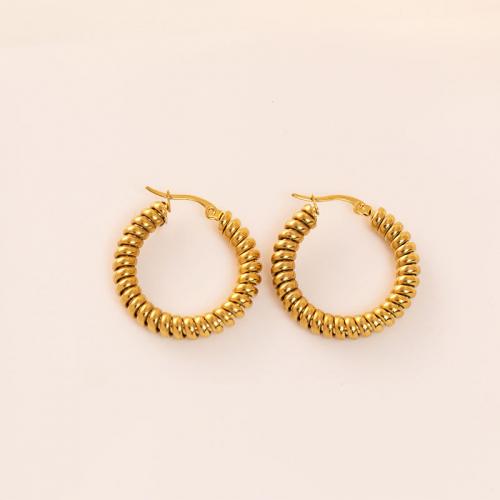 Boucles d'oreilles en acier titane, Placage de couleur d'or, bijoux de mode & pour femme, Vendu par paire