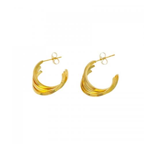 Boucles d'oreilles en acier titane, Placage de couleur d'or, bijoux de mode & pour femme, Vendu par paire