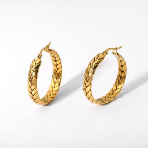 Boucles d'oreilles en acier titane, Placage de couleur d'or, bijoux de mode & pour femme, Vendu par paire