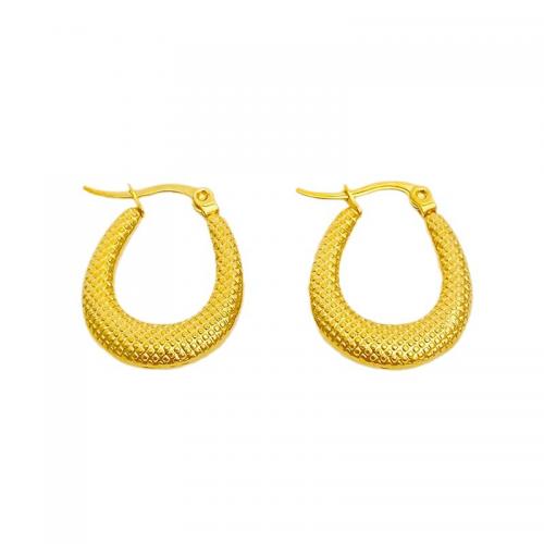 Boucles d'oreilles en acier titane, Placage de couleur d'or, bijoux de mode & pour femme, Vendu par paire