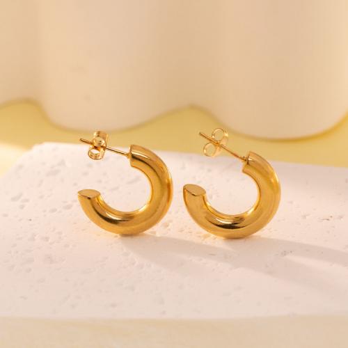 Boucles d'oreilles en acier titane, Placage de couleur d'or, bijoux de mode & pour femme, Vendu par paire