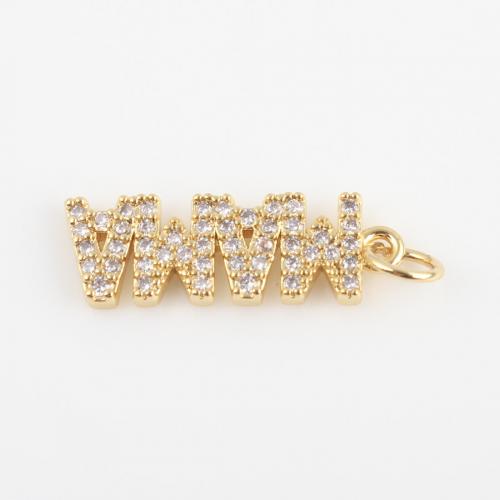 Cubic Zirconia Micro Pave Brass Pendant, Alphabet Letter, gold color plated, DIY & micro pave cubic zirconia [