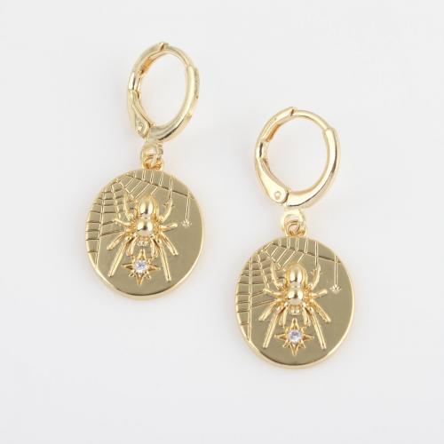 Cubic Zirconia Micro Pave Brass Earring, gold color plated, micro pave cubic zirconia & for woman [