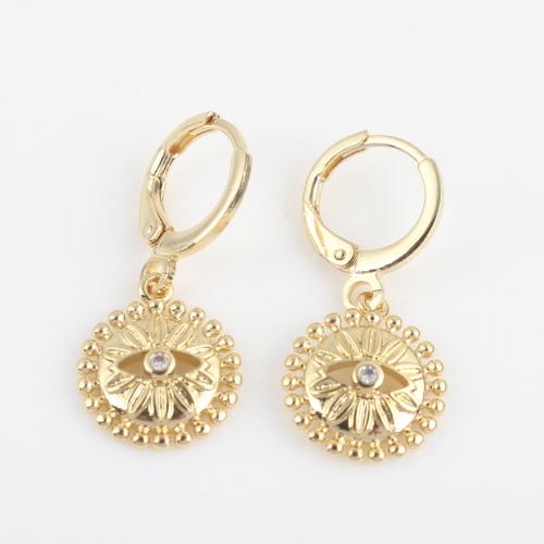 Cubic Zirconia Micro Pave Brass Earring, gold color plated, micro pave cubic zirconia & for woman [