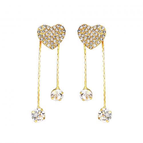 Crystal Drop Earring, Zinc Alloy, with Crystal, Heart, fashion jewelry & for woman, golden [