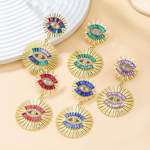 Evil Eye Earrings, Zinc Alloy, Flower, fashion jewelry & for woman & with rhinestone 