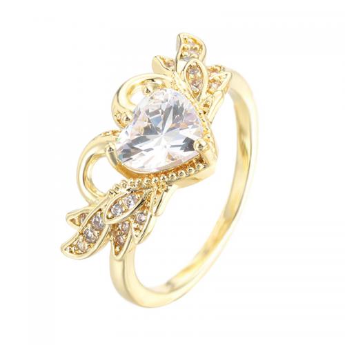 Rhinestone Brass Finger Ring, Heart, plated, fashion jewelry & for woman & with rhinestone [