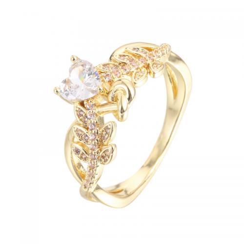 Cubic Zirconia Micro Pave Brass Finger Ring, plated & micro pave cubic zirconia & for woman [