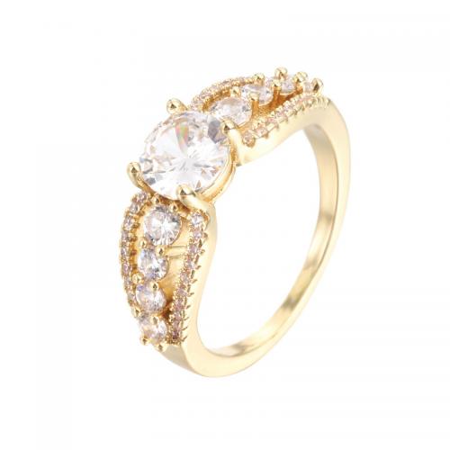 Cubic Zirconia Micro Pave Brass Finger Ring, plated & micro pave cubic zirconia & for woman [