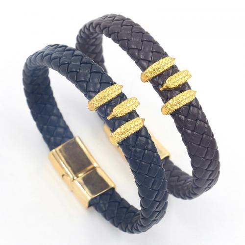 PU Leder Armband, mit Zinklegierung, goldfarben plattiert, Modeschmuck & für den Menschen, keine, 210x11mm, verkauft von PC[