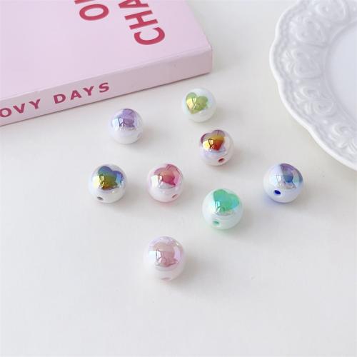 Plating Acrylic Beads, Round, UV plating, DIY 15mm 