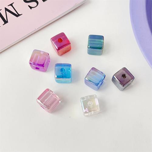 Plating Acrylic Beads, Square, UV plating, DIY 14mm 