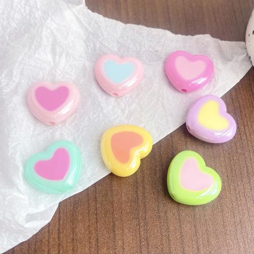 Cuentas de acrílico con dos tonos, Corazón, chapado en UV, Bricolaje, más colores para la opción, 26mm, 50PCs/Bolsa, Vendido por Bolsa