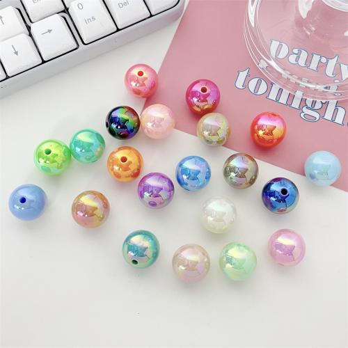 Plating Acrylic Beads, Round, UV plating, DIY 17mm 