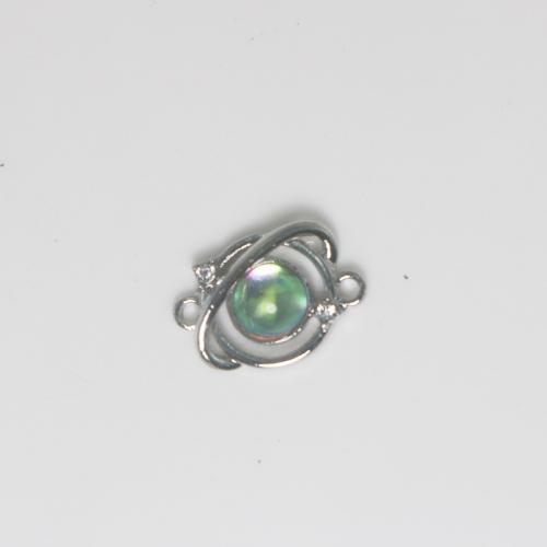 Zinc Alloy Charm Connector, with Sea Opal, silver color plated, DIY & 1/1 loop, multi-colored [