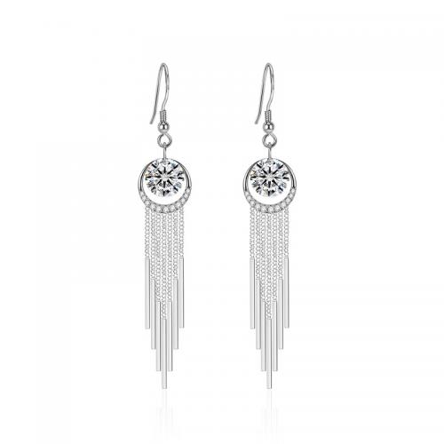 Silver Earring Zircon pavent Sterling, Argent sterling 925, bijoux de mode & pavé de micro zircon & pour femme Vendu par paire