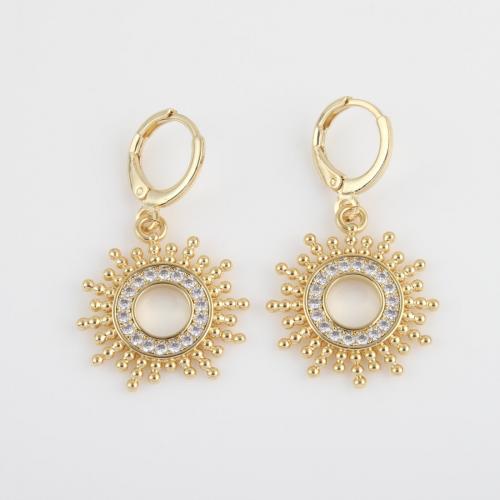 Cubic Zirconia Micro Pave Brass Earring, gold color plated, micro pave cubic zirconia & for woman [